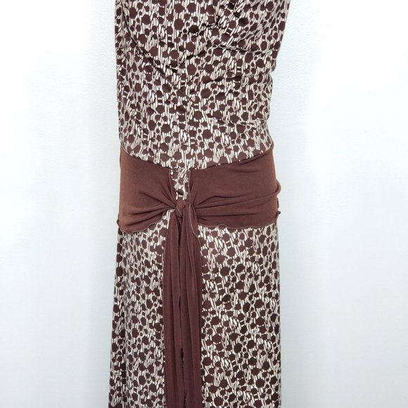 Vintage Y2K Max Studio Brown White Lettuce Trim Sleeveless Dress Size XS - Picture 7 of 14